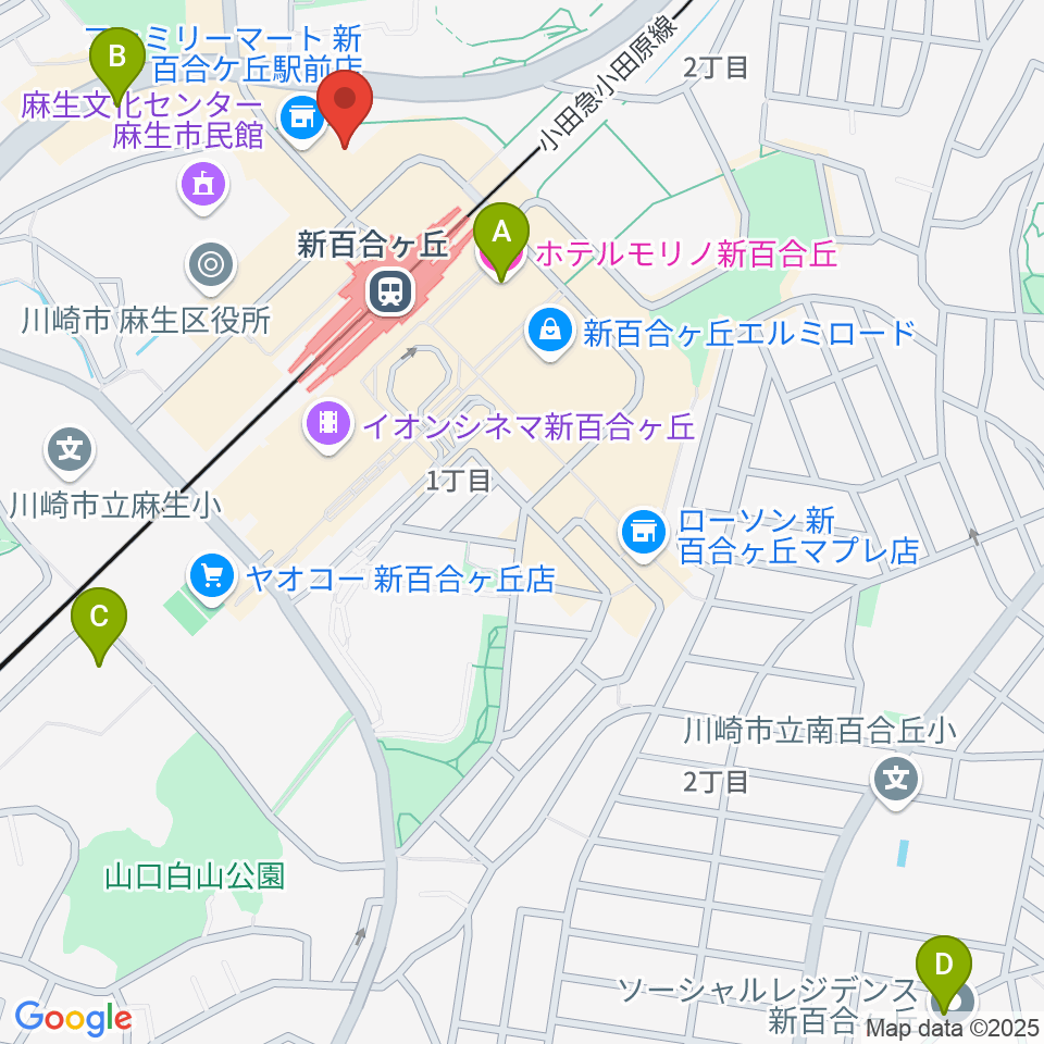 昭和音楽大学附属音楽・バレエ教室 新百合ヶ丘校周辺のホテル一覧地図