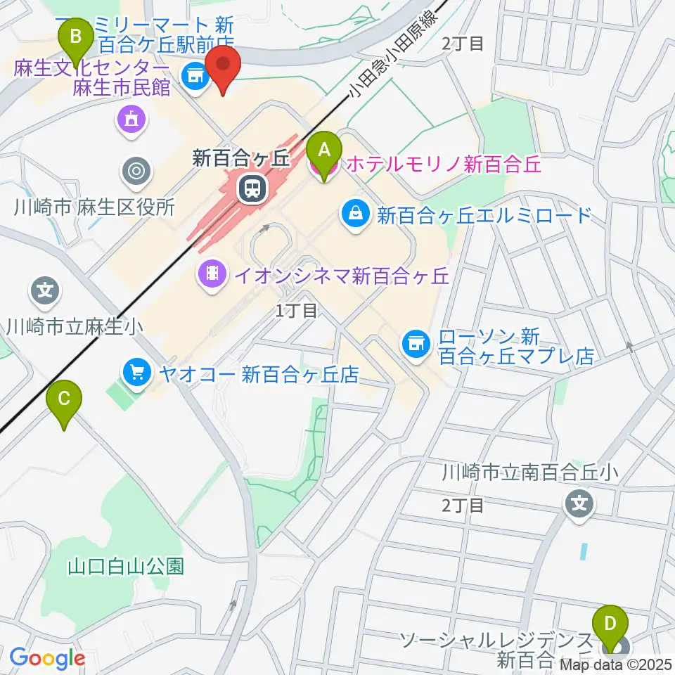 昭和音楽大学附属音楽・バレエ教室 新百合ヶ丘校周辺のホテル一覧地図