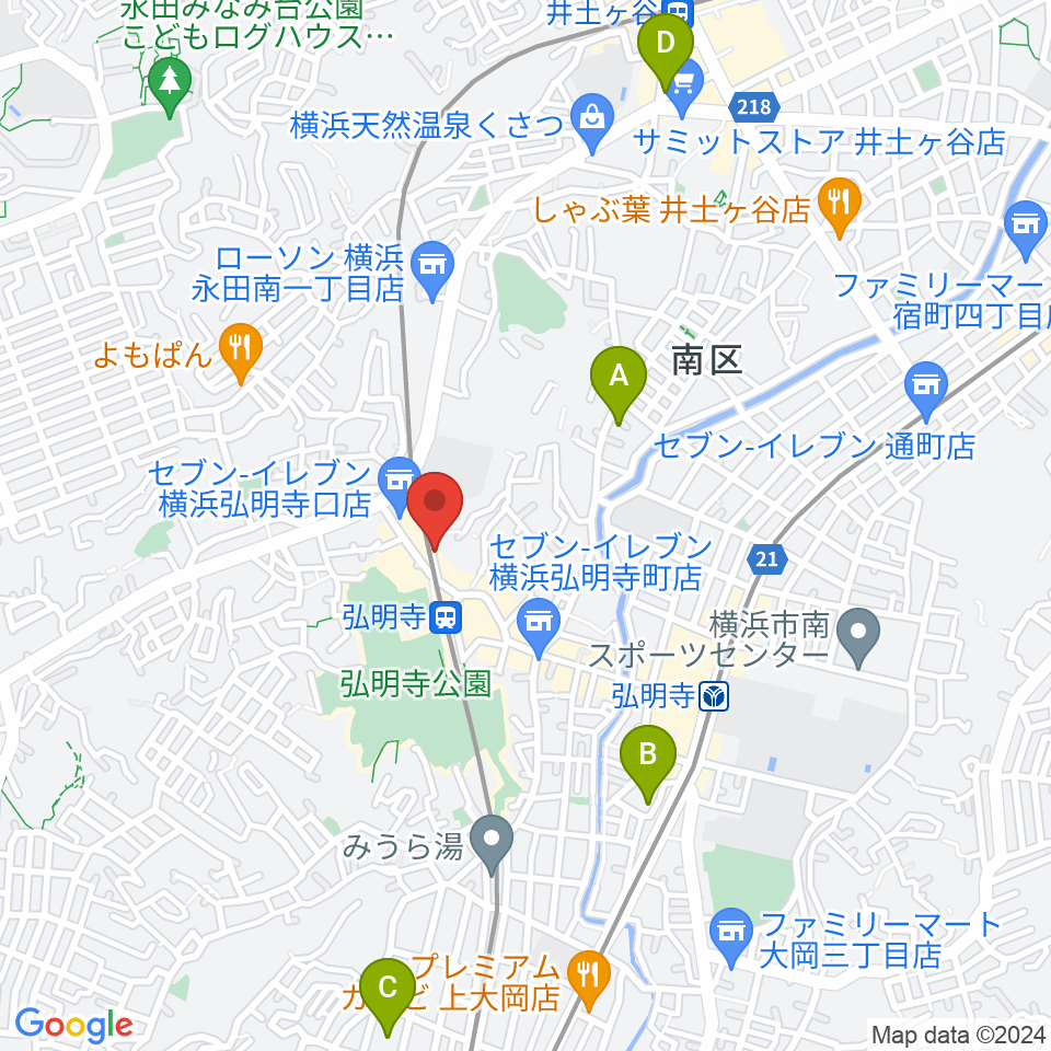 弘明寺音楽院周辺のホテル一覧地図