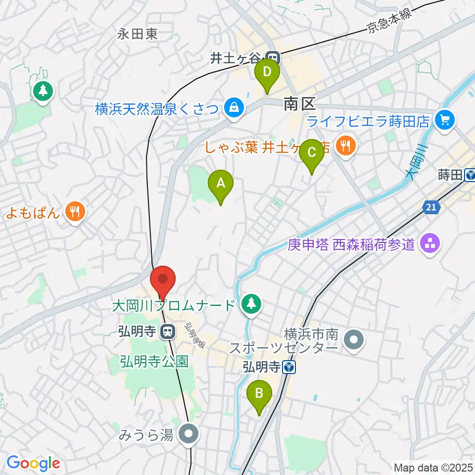 弘明寺音楽院周辺のホテル一覧地図