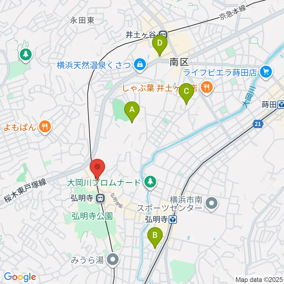 弘明寺音楽院周辺のホテル一覧地図