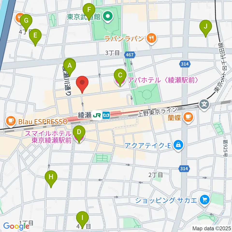 スタジオレッド綾瀬店周辺のホテル一覧地図
