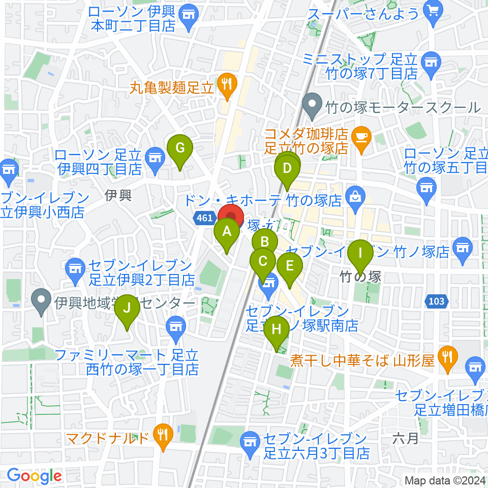 竹ノ塚STUDIO ICC周辺のホテル一覧地図