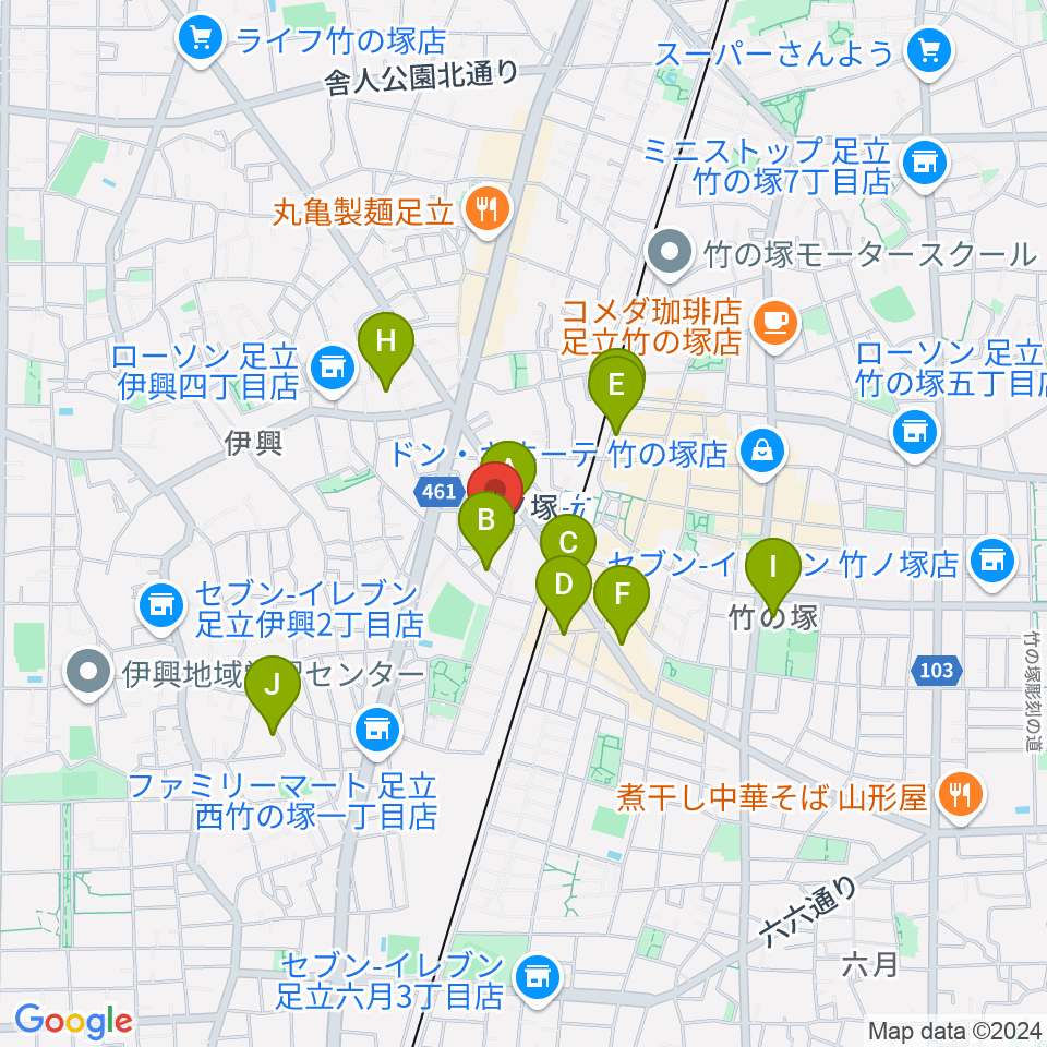 竹ノ塚STUDIO ICC周辺のホテル一覧地図