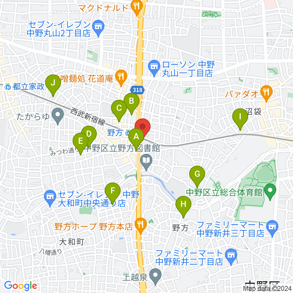 サウンドスタジオノア 野方店周辺のホテル一覧地図