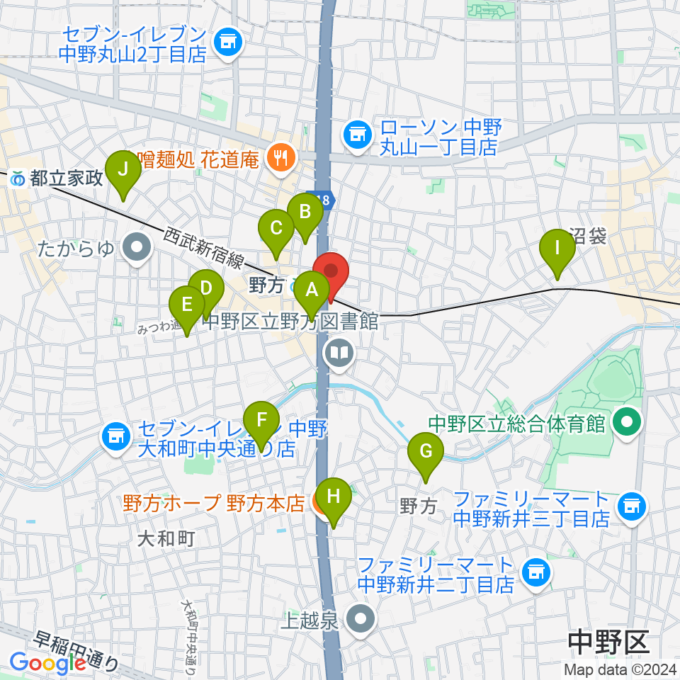 サウンドスタジオノア 野方店周辺のホテル一覧地図