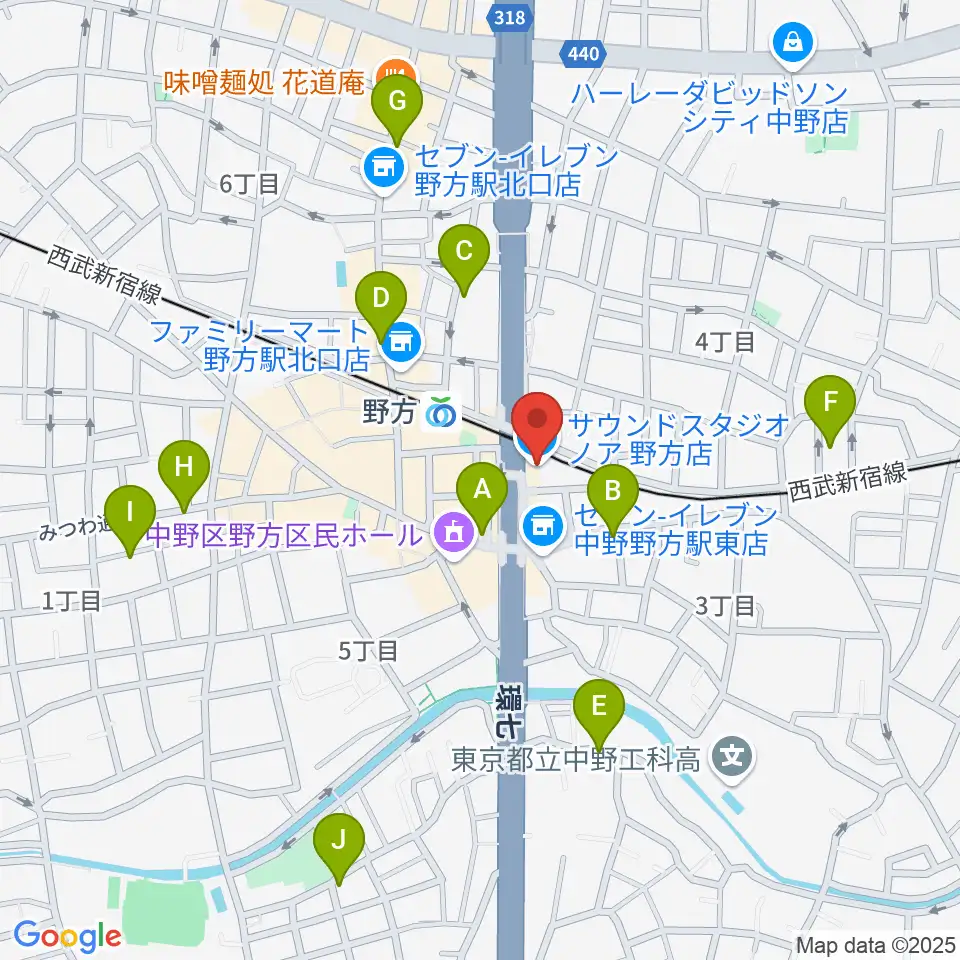 サウンドスタジオノア 野方店周辺のホテル一覧地図