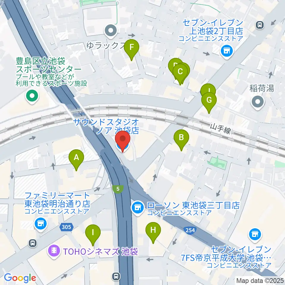 サウンドスタジオノア 池袋店周辺のホテル一覧地図