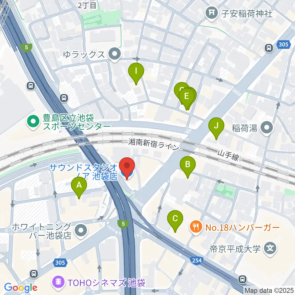 サウンドスタジオノア 池袋店周辺のホテル一覧地図