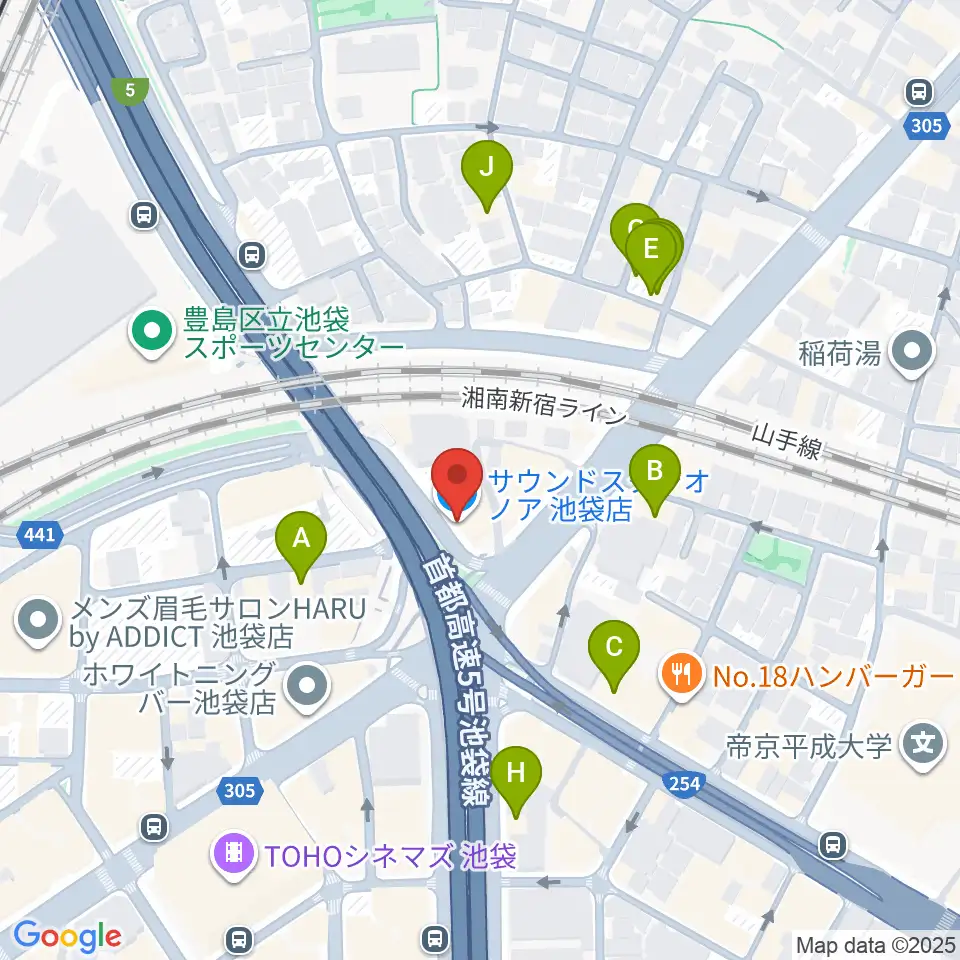 サウンドスタジオノア 池袋店周辺のホテル一覧地図