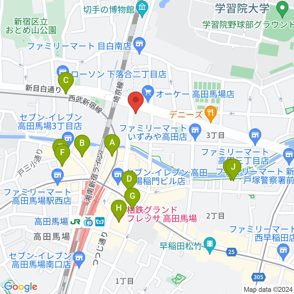 サウンドスタジオノア 高田馬場店周辺のホテル一覧地図