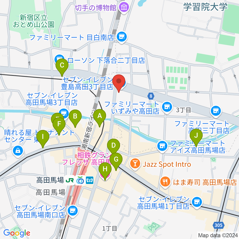 サウンドスタジオノア 高田馬場店周辺のホテル一覧地図