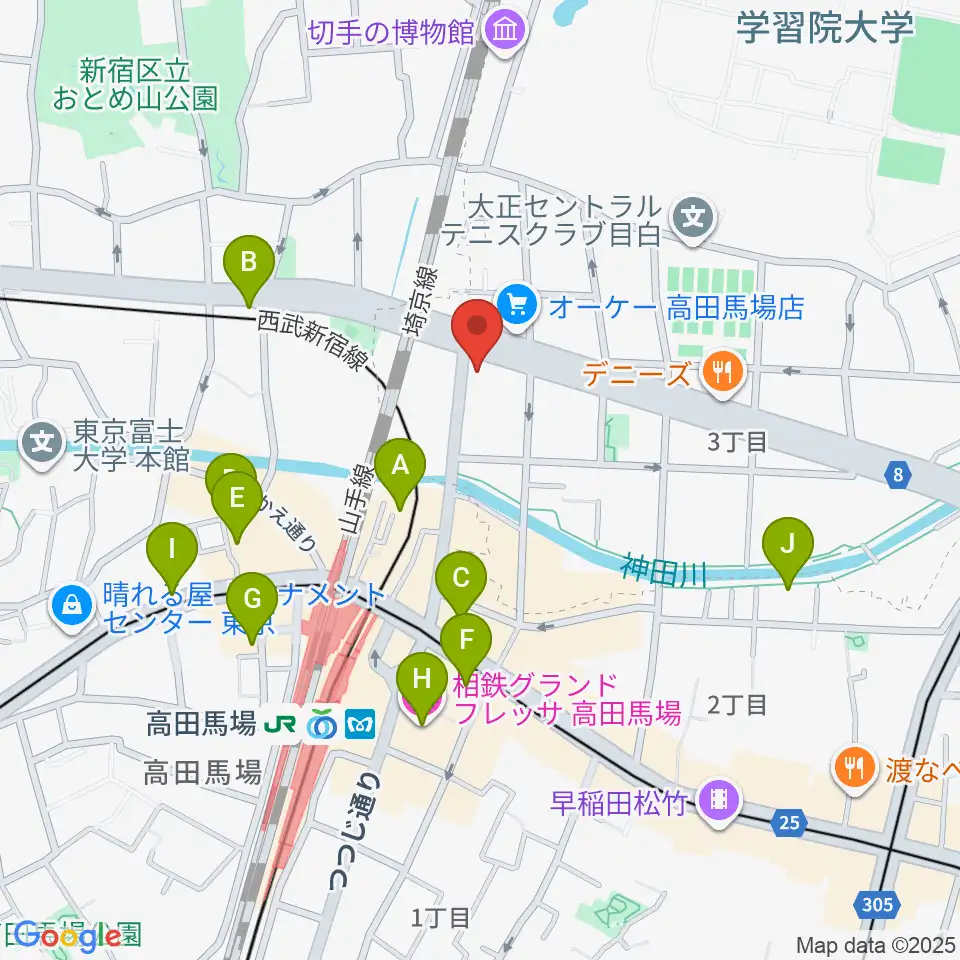 サウンドスタジオノア 高田馬場店周辺のホテル一覧地図