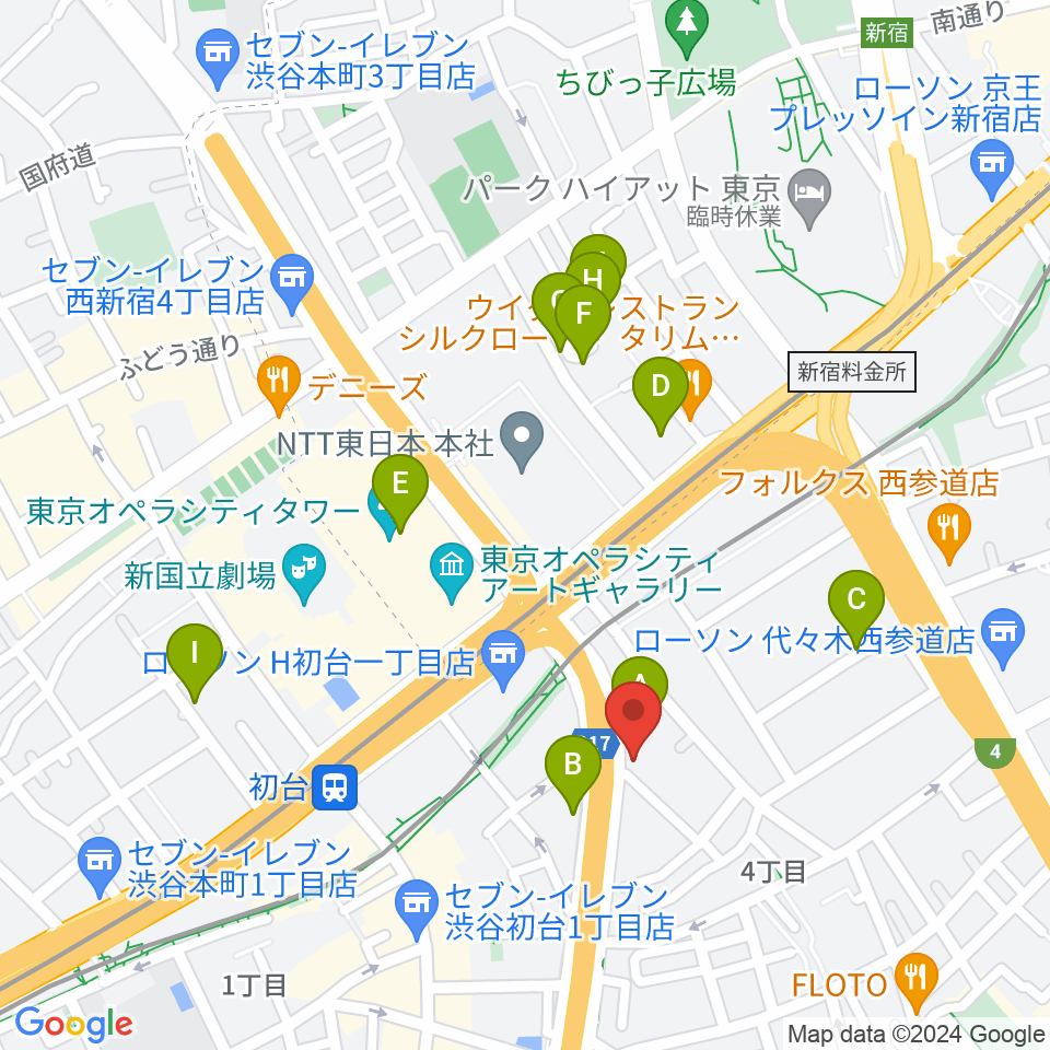 サウンドスタジオノア 初台店周辺のホテル一覧地図