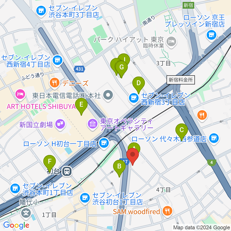 サウンドスタジオノア 初台店周辺のホテル一覧地図