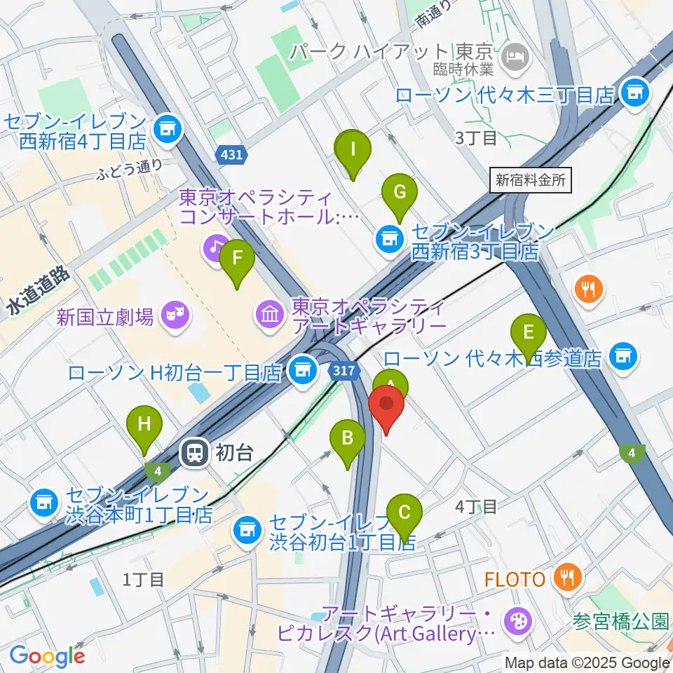 サウンドスタジオノア 初台店周辺のホテル一覧地図