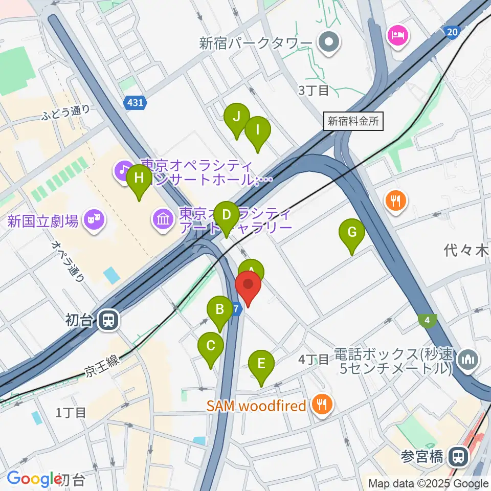 サウンドスタジオノア 初台店周辺のホテル一覧地図