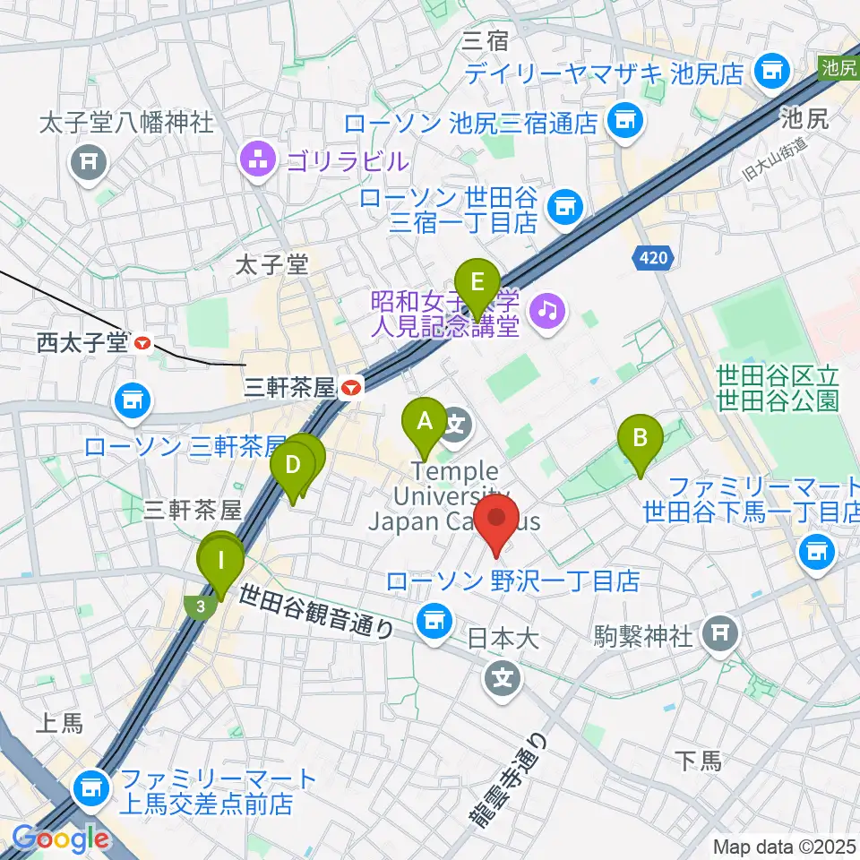 サウンドスタジオノア 三軒茶屋店周辺のホテル一覧地図