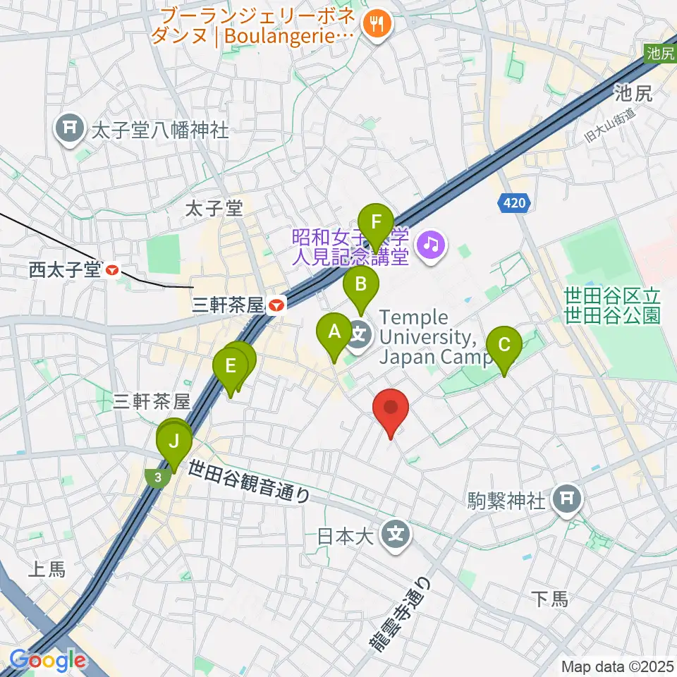 サウンドスタジオノア 三軒茶屋店周辺のホテル一覧地図