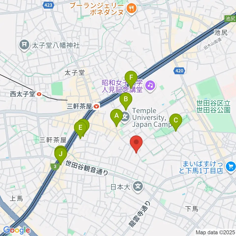 サウンドスタジオノア 三軒茶屋店周辺のホテル一覧地図