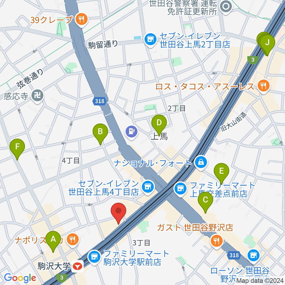 サウンドスタジオノア駒沢店周辺のホテル一覧地図