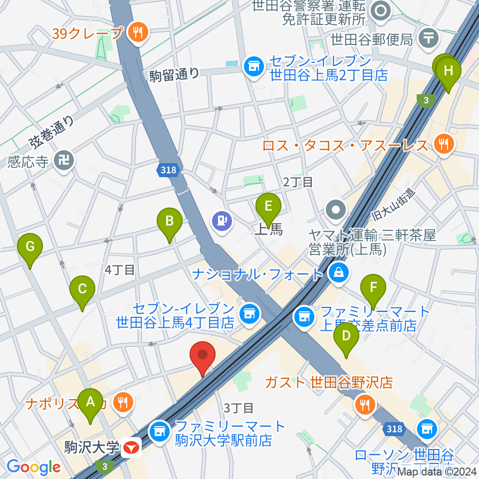 サウンドスタジオノア駒沢店周辺のホテル一覧地図