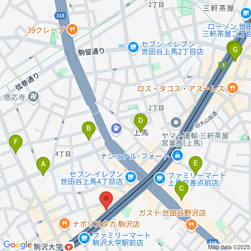 サウンドスタジオノア駒沢店周辺のホテル一覧地図