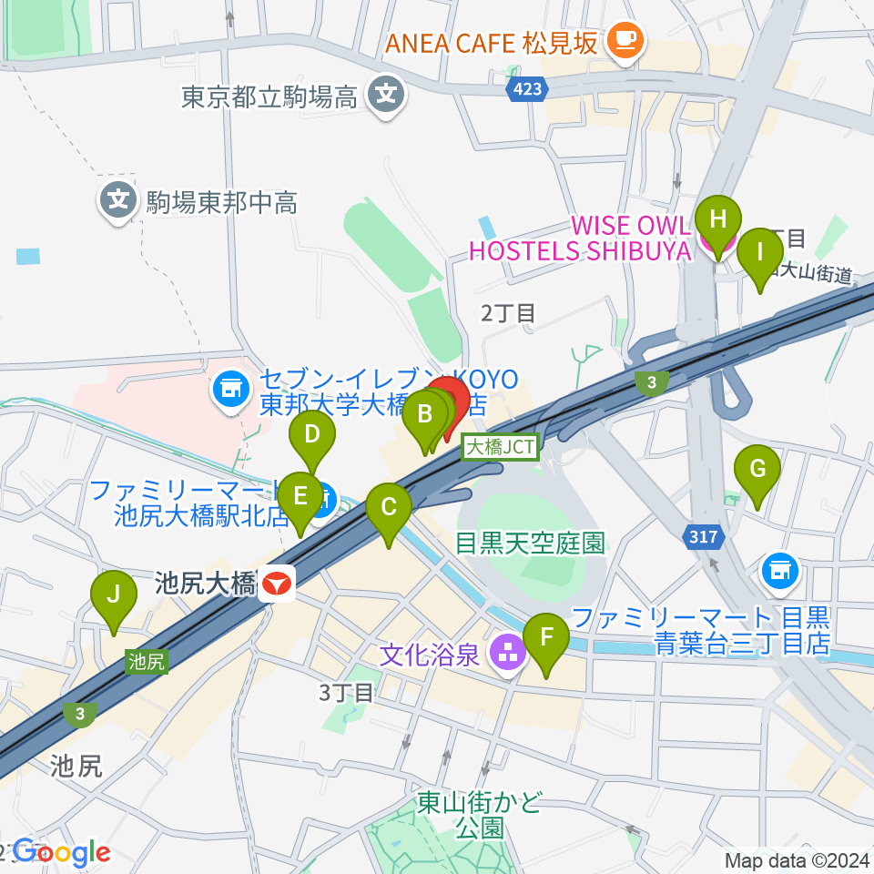 サウンドスタジオノア 池尻大橋店周辺のホテル一覧地図