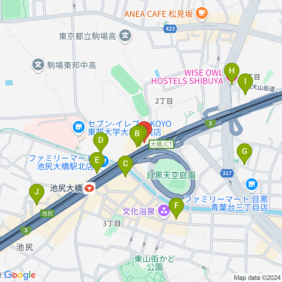 サウンドスタジオノア 池尻大橋店周辺のホテル一覧地図