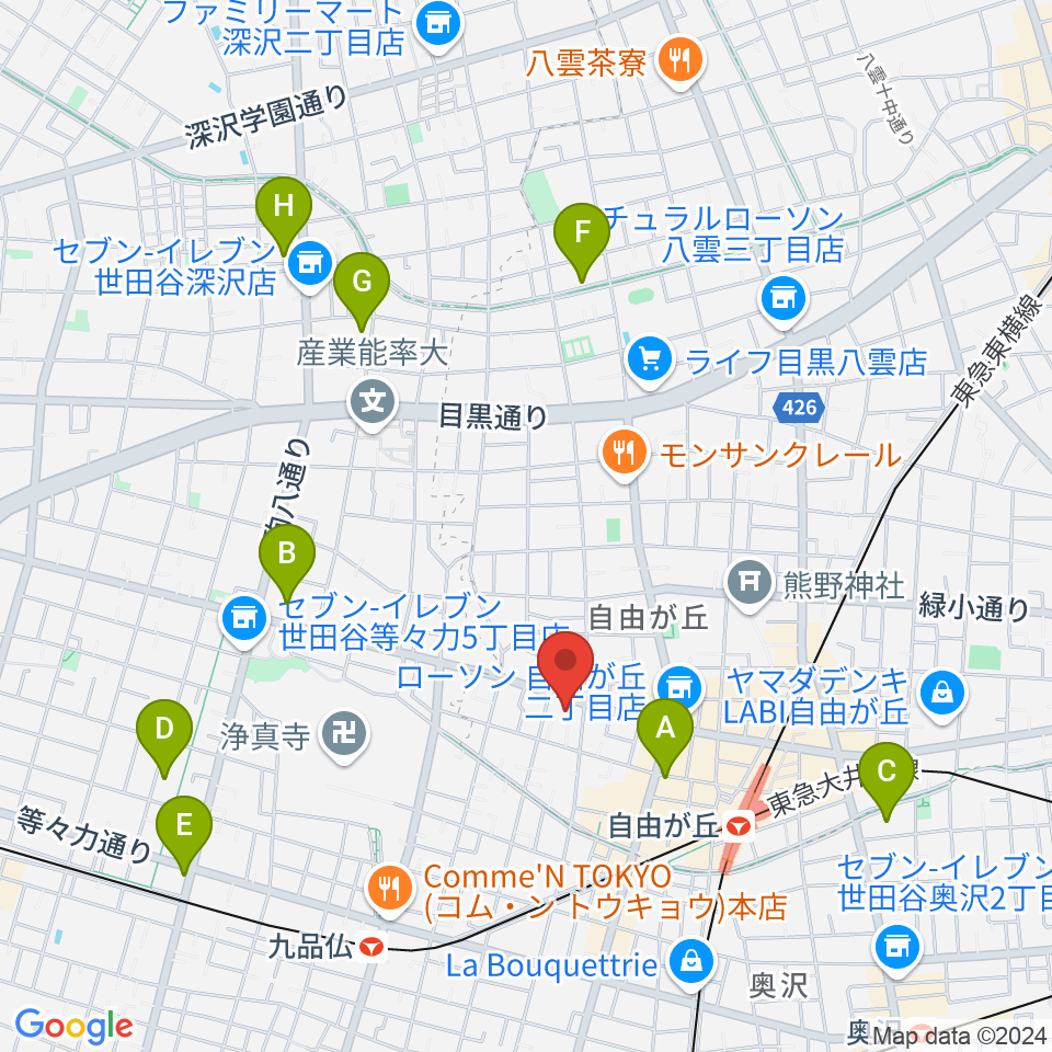 サウンドスタジオノア 自由が丘店周辺のホテル一覧地図