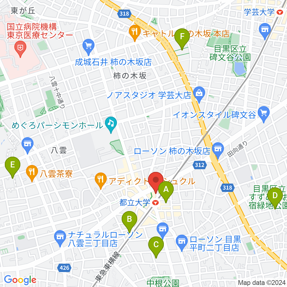 サウンドスタジオノア 都立大店周辺のホテル一覧地図