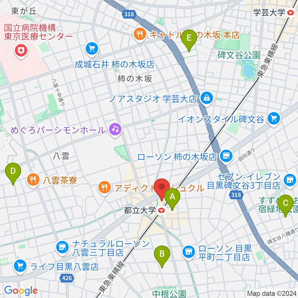 サウンドスタジオノア 都立大店周辺のホテル一覧地図