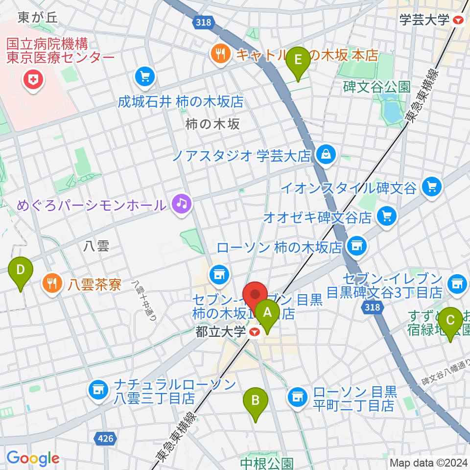 サウンドスタジオノア 都立大店周辺のホテル一覧地図