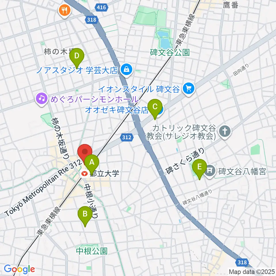 サウンドスタジオノア 都立大店周辺のホテル一覧地図
