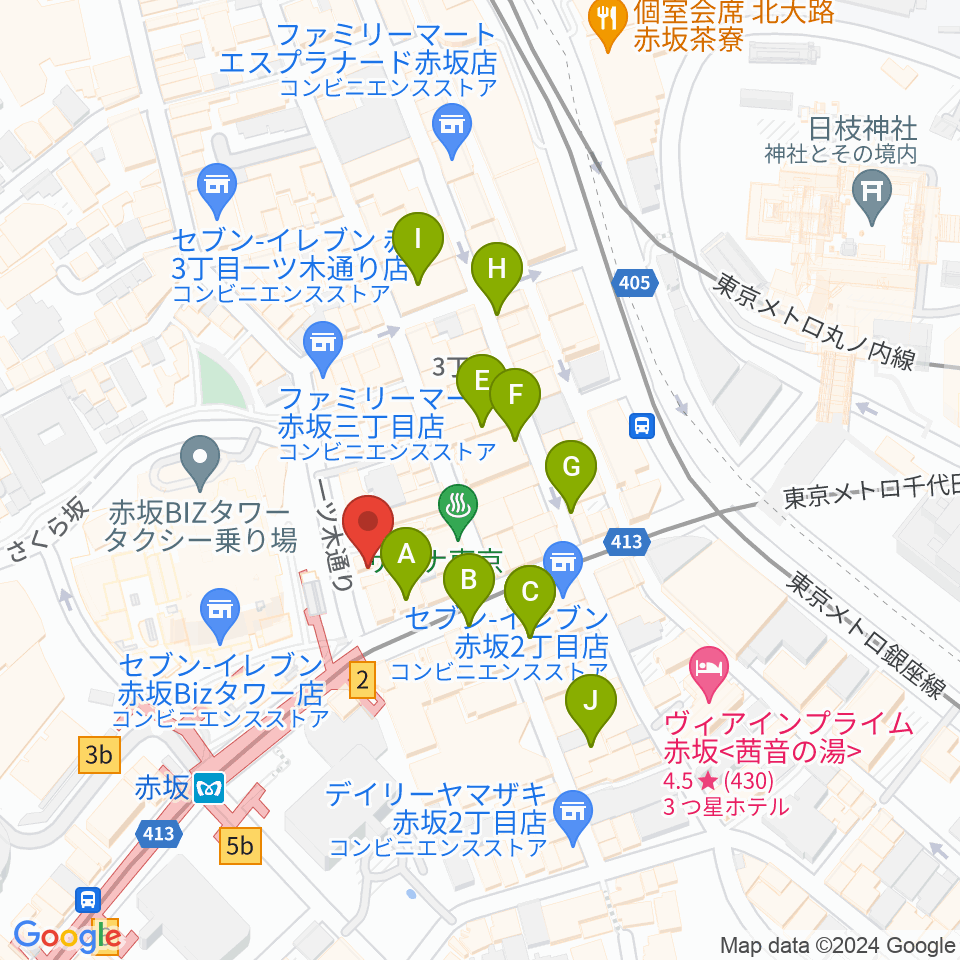 サウンドスタジオノア 赤坂店周辺のホテル一覧地図