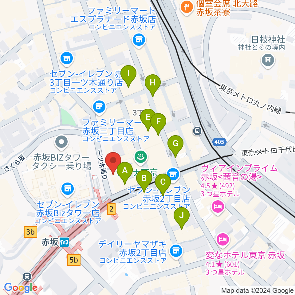 サウンドスタジオノア 赤坂店周辺のホテル一覧地図