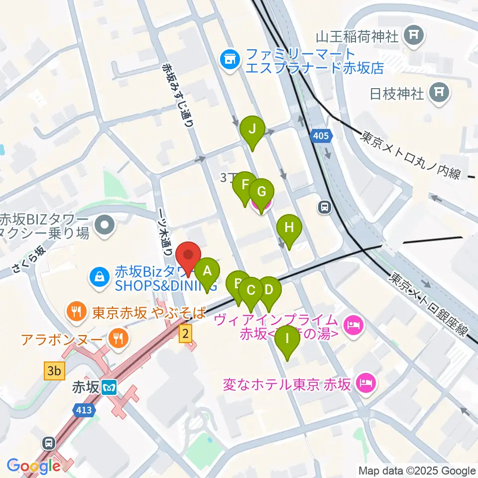 サウンドスタジオノア 赤坂店周辺のホテル一覧地図