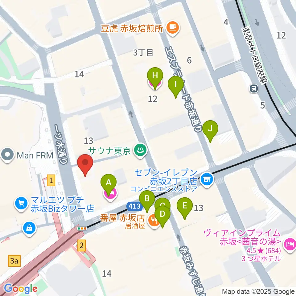 サウンドスタジオノア 赤坂店周辺のホテル一覧地図