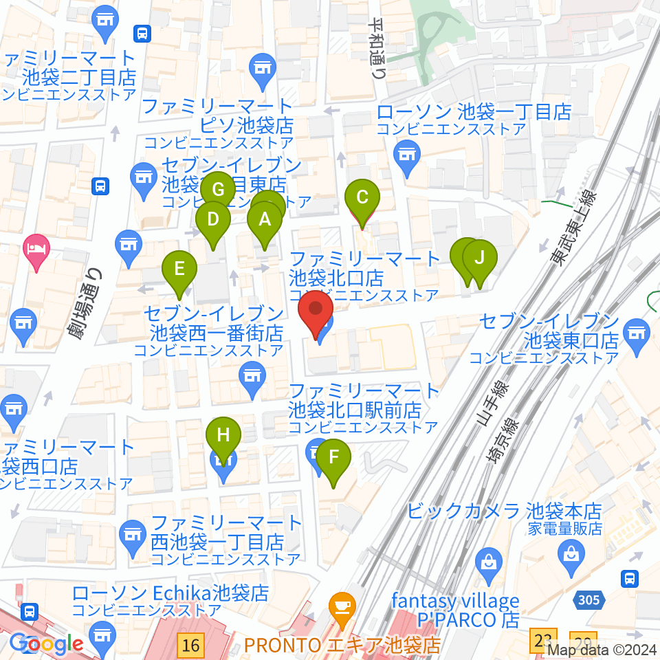 ゲートウェイスタジオ池袋北口店周辺のホテル一覧地図