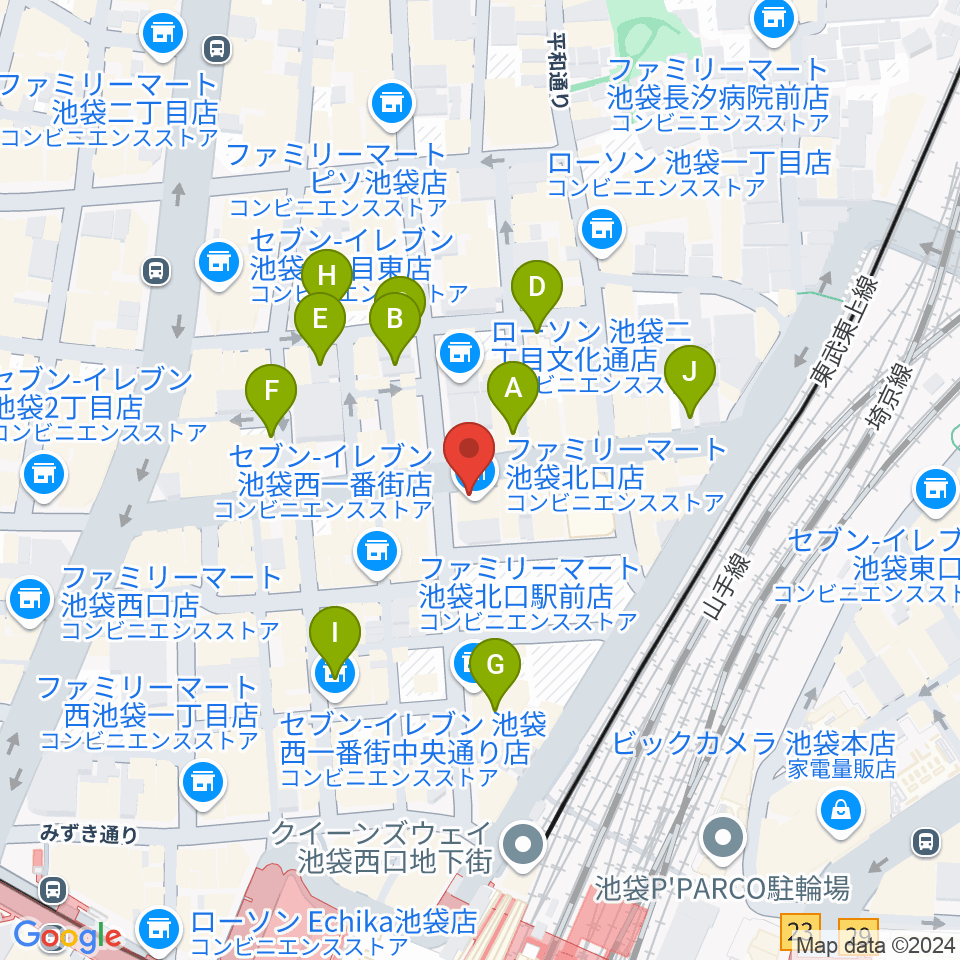 ゲートウェイスタジオ池袋北口店周辺のホテル一覧地図