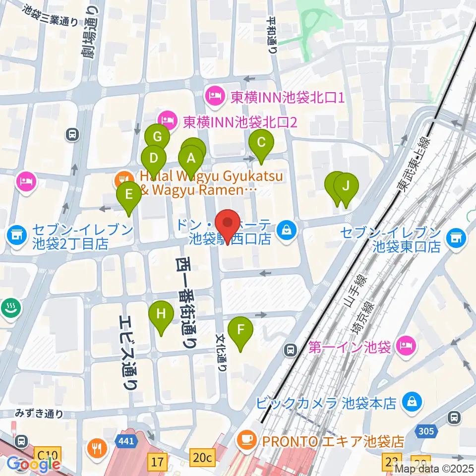 ゲートウェイスタジオ池袋北口店周辺のホテル一覧地図