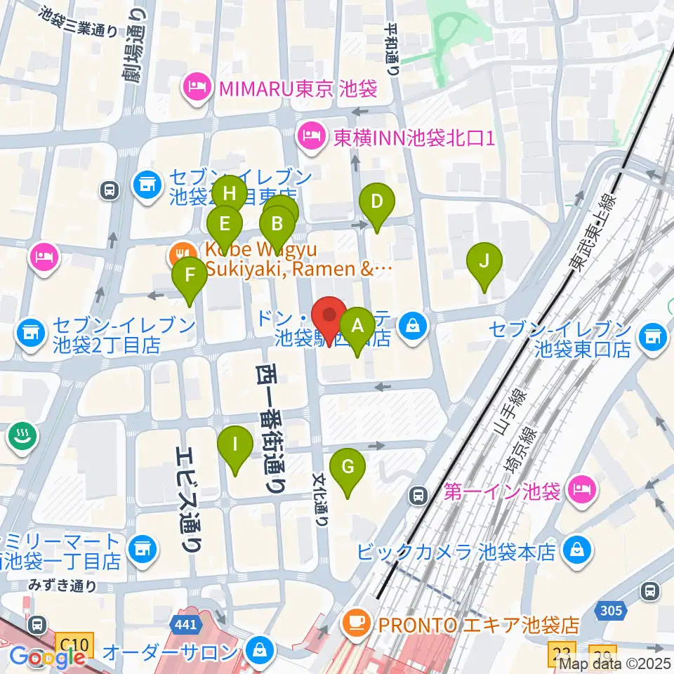 ゲートウェイスタジオ池袋北口店周辺のホテル一覧地図