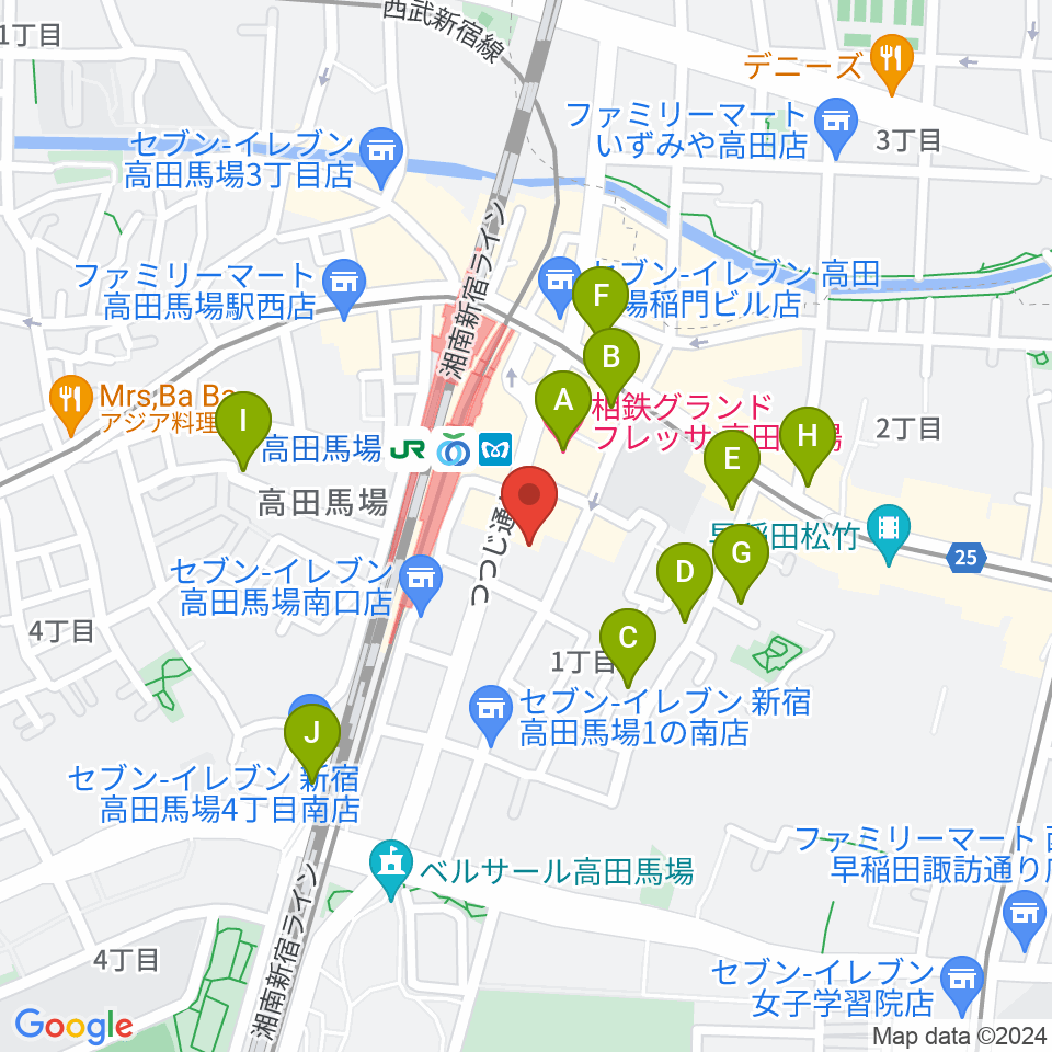 ゲートウェイスタジオ高田馬場3号店周辺のホテル一覧地図