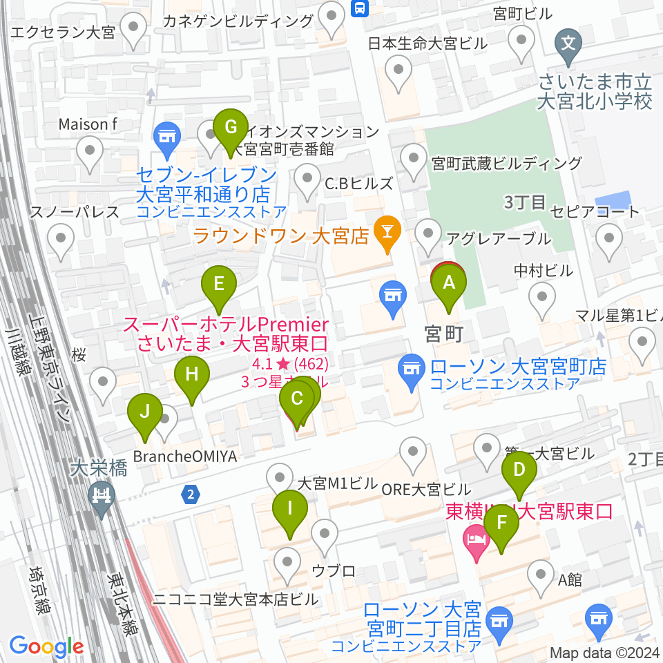ゲートウェイスタジオ大宮店周辺のホテル一覧地図