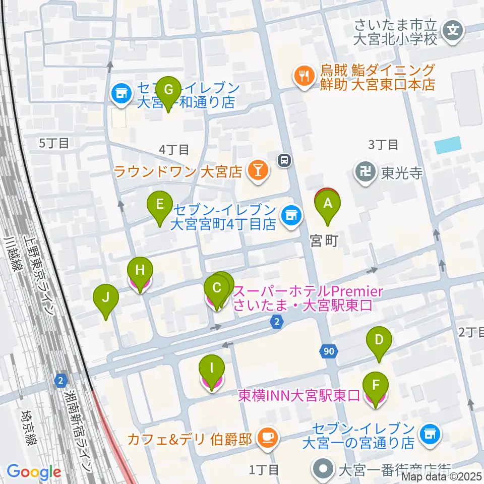ゲートウェイスタジオ大宮店周辺のホテル一覧地図