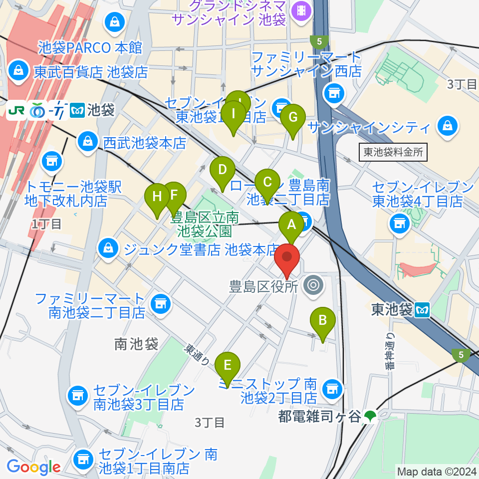 スタジオペンタ池袋店周辺のホテル一覧地図