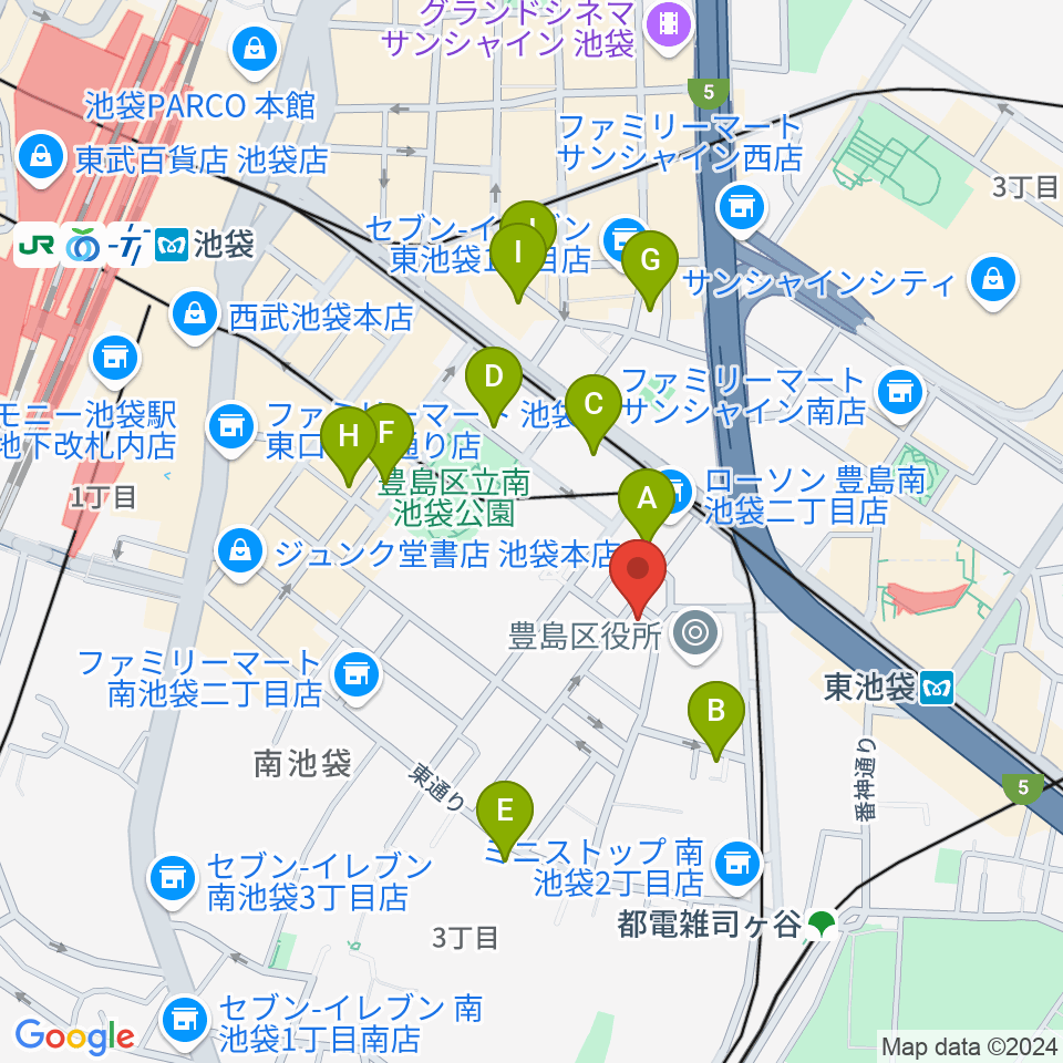 スタジオペンタ池袋店周辺のホテル一覧地図