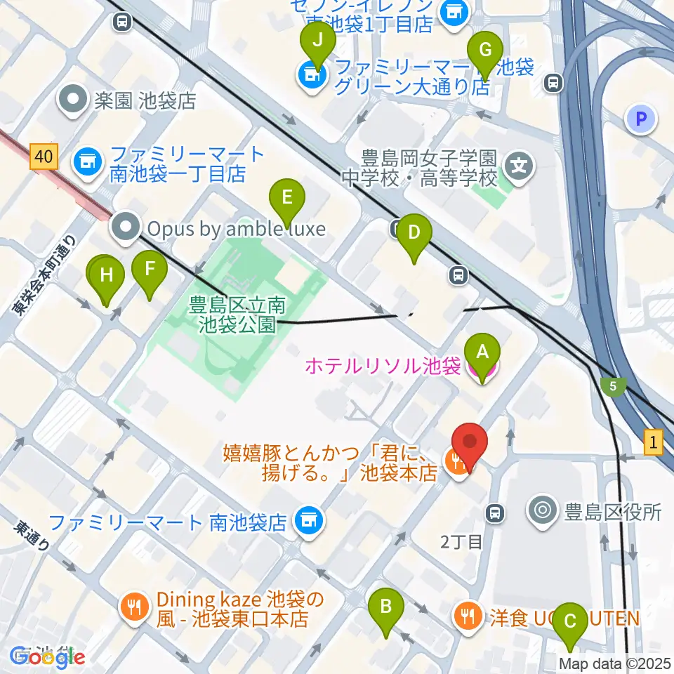 スタジオペンタ池袋店周辺のホテル一覧地図