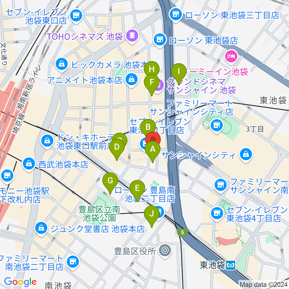 スタジオペンタ池袋ハンズサイド周辺のホテル一覧地図