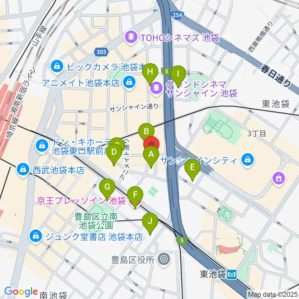 スタジオペンタ池袋ハンズサイド周辺のホテル一覧地図